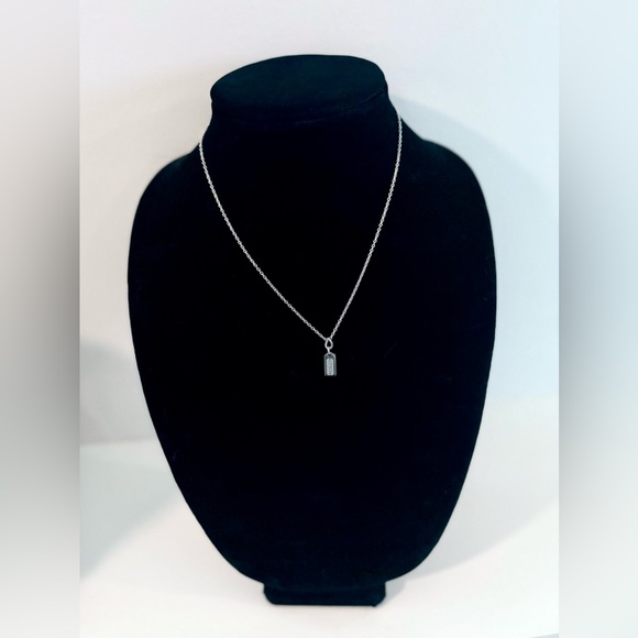 Coach Silver Logo Charm w/Stainless Steel Chain, New - Picture 3 of 4